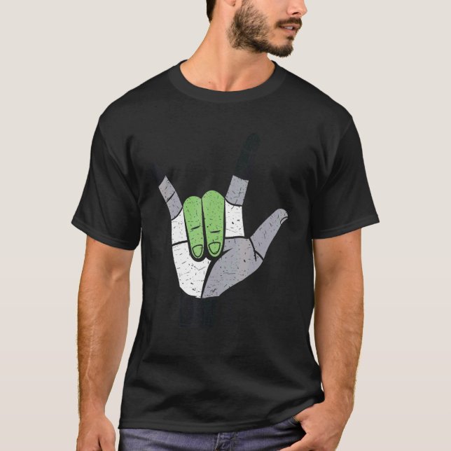 Agender Pride Flag Hand Sign T-Shirt (Front)
