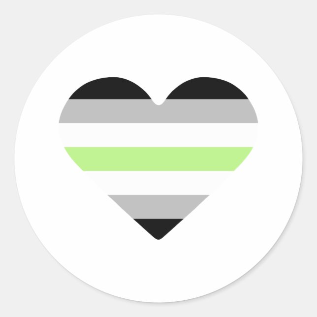 Agender Pride Flag Heart Classic Round Sticker (Front)