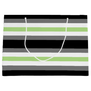 Agender Pride, LGBTQ Pride, Black Grey and Green D Large Gift Bag