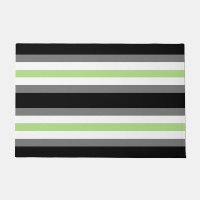 Agender Pride, LGBTQ Pride, Black Grey and Green Doormat (Front)