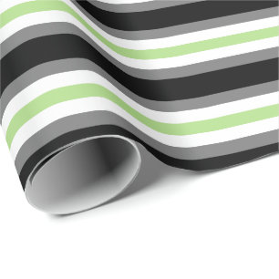 Agender Pride, LGBTQ Pride, Black Grey and Green Wrapping Paper
