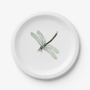 Agender Pride Vintage Dragonfly Art Paper Plate