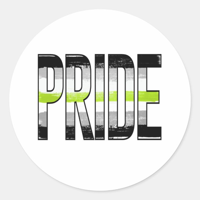 Agender Pride Word Classic Round Sticker (Front)