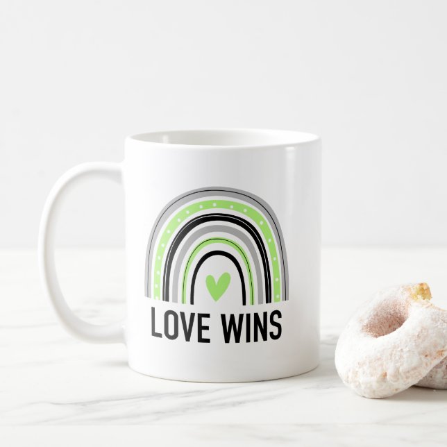 Agender Rainbow Love Wins Coffee Mug (With Donut)