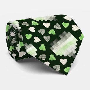 AGENDER WATERCOLOR HEARTS LGBTQ CUSTOM MONOGRAM TIE