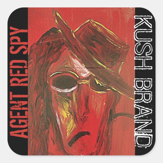 AGENT RED SPY KUSH SQUARE STICKER (Front)