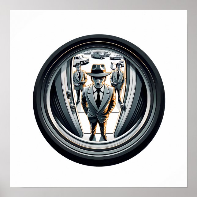 Agents in Grey at the Door | Fisheye Poster (Front)