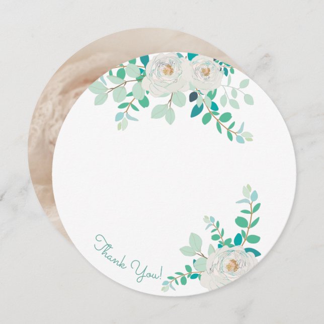 Aggela Round Photo Thank You Card (Front/Back)