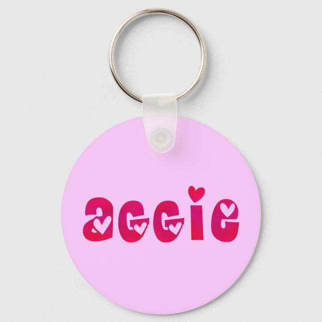 Aggie in Hearts Key Ring (Front)