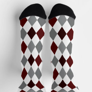 Aggie Maroon & Grey Argyle Pattern Socks