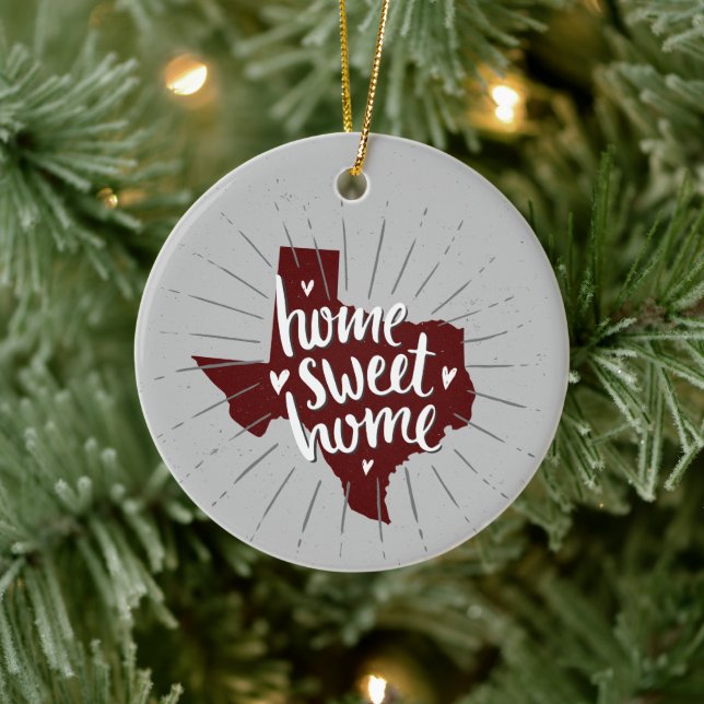 Aggie Maroon Home Sweet Home - Texas Ceramic Tree Decoration (Tree)