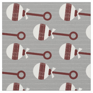 Aggie Maroon Plaid Baby Rattle on Grey Fabric