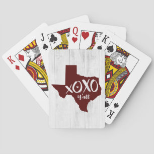 Aggie Maroon XOXO, Y'all - Texas State Shape Playing Cards