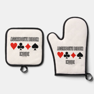 Aggressive Bidder Inside Four Card Suits Oven Mitt & Pot Holder Set