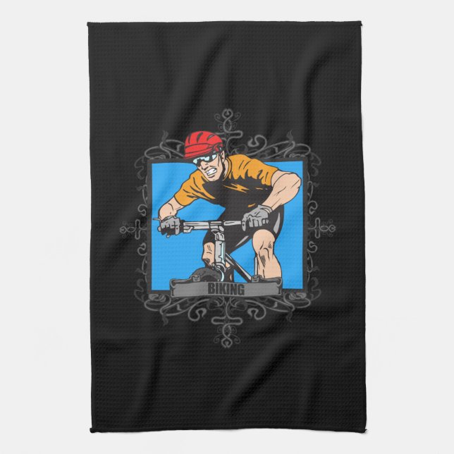 Aggressive Biking Tea Towel (Vertical)