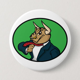 Aggressive Bull in Business Suit 7.5 Cm Round Badge