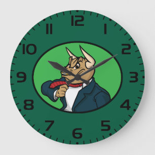 Aggressive Bull in Business Suit Large Clock