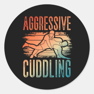Aggressive Cuddling Wrestling Retro Vintage Wrestl Classic Round Sticker