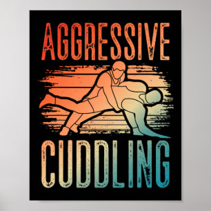 Aggressive Cuddling Wrestling Retro Vintage Wrestl Poster