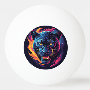 Aggressive Panther Artwork in Neon Colours Ping Pong Ball