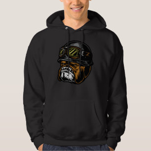Aggressive Pitbull Helmet Head Bike Rider Hoodie
