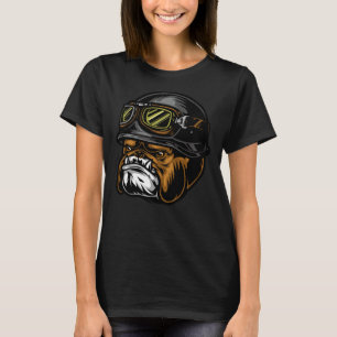Aggressive Pitbull Helmet Head Bike Rider T-Shirt