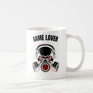 Aggressive Skull in Gas Mask with Headphones Coffee Mug