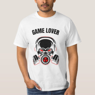 Aggressive Skull in Gas Mask with Headphones T-Shirt