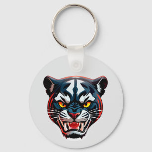 Aggressive Tiger Head Illustration Key Ring