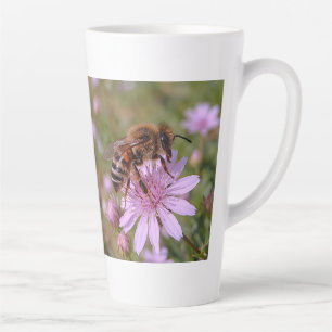 Aggressive Wasp Close-Up, Floral Macro Latte Mug
