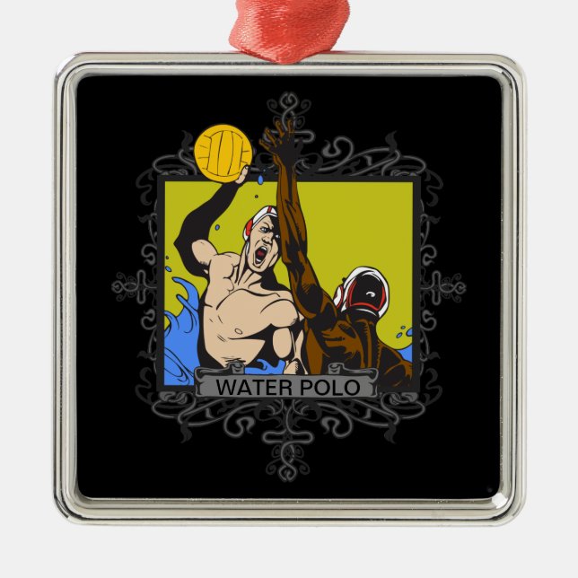 Aggressive Water Polo Metal Tree Decoration (Front)