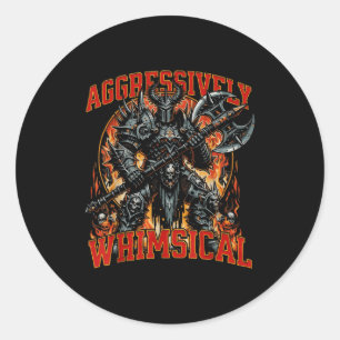 Aggressively Whimsical Dark Fantasy Warrior Battle Classic Round Sticker