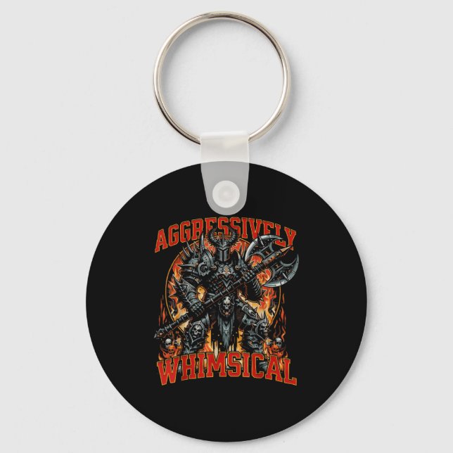 Aggressively Whimsical Dark Fantasy Warrior Battle Key Ring (Front)