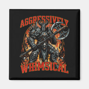 Aggressively Whimsical Dark Fantasy Warrior Battle Magnet