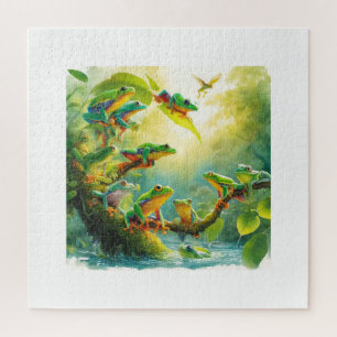 Agile Frogs in Harmony 040624AREF108 - Watercolor Jigsaw Puzzle