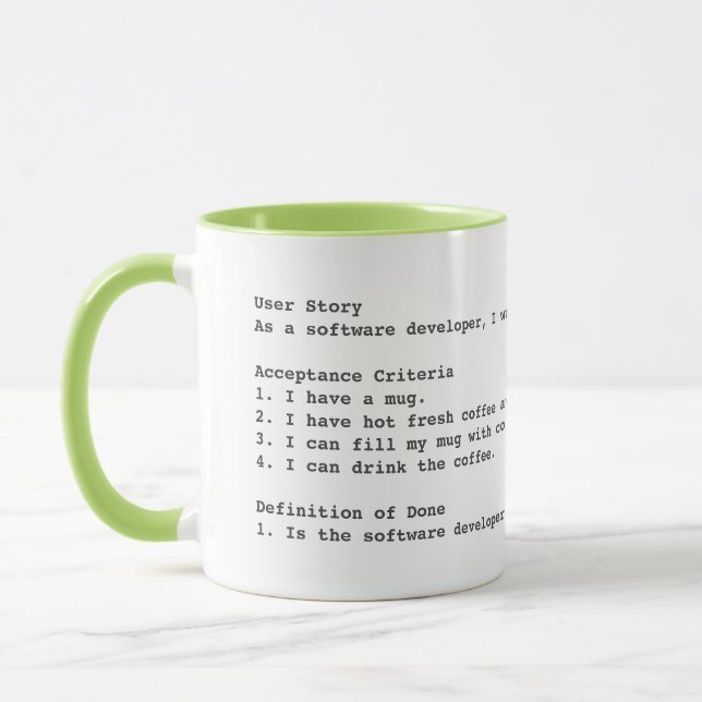 Agile user story acceptance criteria mug (Left)