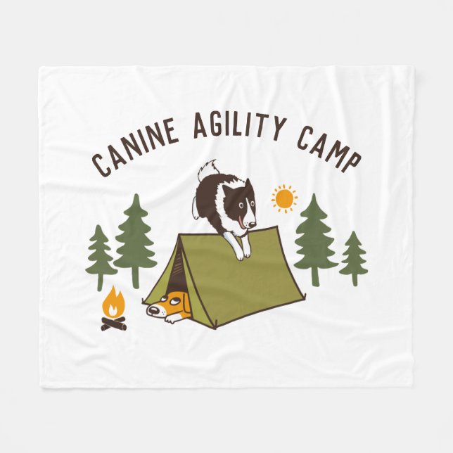 Agility Dog Cute Border Collie Camp Custom Fleece Blanket (Front (Horizontal))