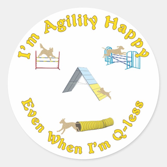 Agility Happy Classic Round Sticker (Front)