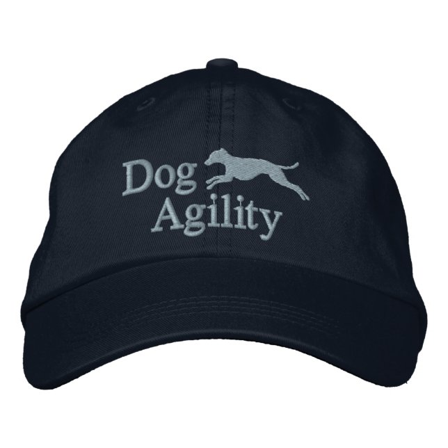 Agility Italian Greyhound Embroidered Hat (Blue) (Front)