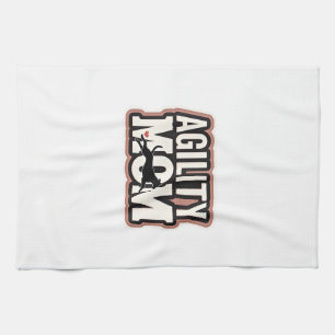 Agility Mom Vintage Dog Agility Silhouette Typogra Tea Towel