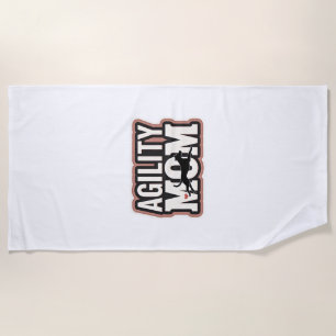 Agility Mum Vintage Dog Agility Silhouette Typogra Beach Towel