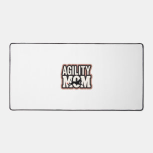 Agility Mum Vintage Dog Agility Silhouette Typogra Desk Mat