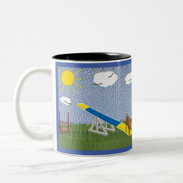 Agility - Stopping on the Teeter Two-Tone Coffee Mug (Left)
