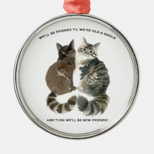 Aging humor for cat loving friends husband wife ch metal tree decoration