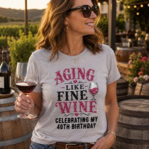 Aging like Fine Wine Birthday Custom Faux Glitter Tri-Blend Shirt