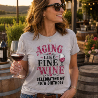 Aging like Fine Wine Birthday Custom Faux Glitter Tri-Blend Shirt