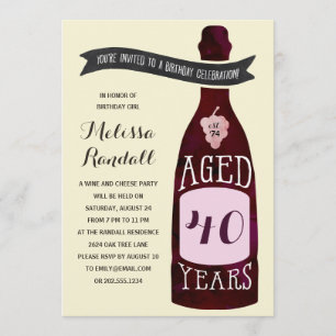 Aging Like Fine Wine   Birthday Party Invitation