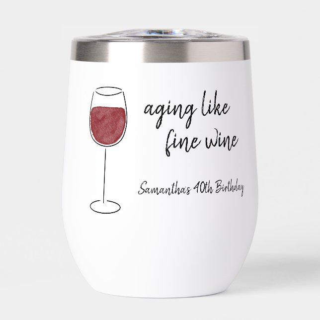 Aging Like Fine Wine Red Wine Glass Birthday (Front)