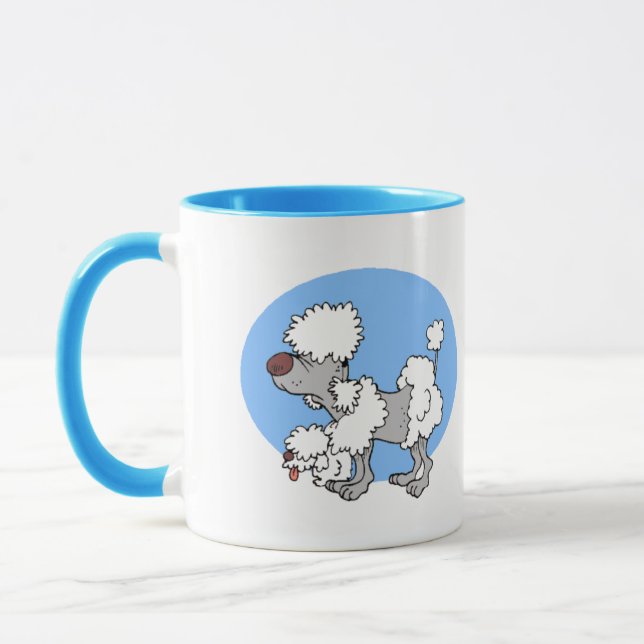 Aging Poodle Cartoon Ceramic Mug (Left)