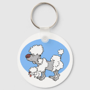Aging Poodle Cartoon Key Chain